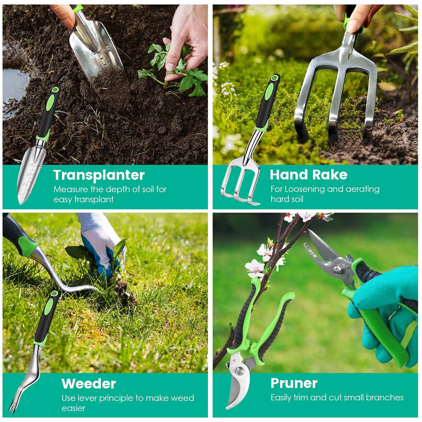 13-Piece Garden Tool Set with Storage Bag