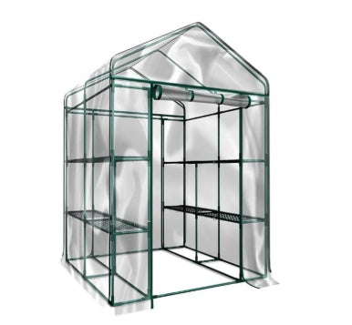 Greenhouse with Multi-Tier Plant Shelves