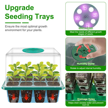 5-Pack Seed Germination Kit with Grow Light & Humidity Dome
