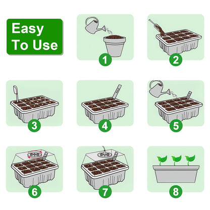 5-Pack Seed Germination Kit with Grow Light & Humidity Dome
