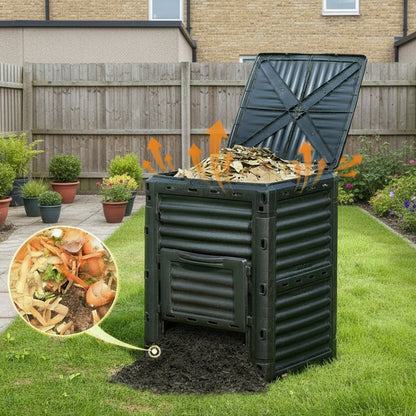 80 Gal Outdoor Compost Bin – BPA-Free with Lid & Access Door