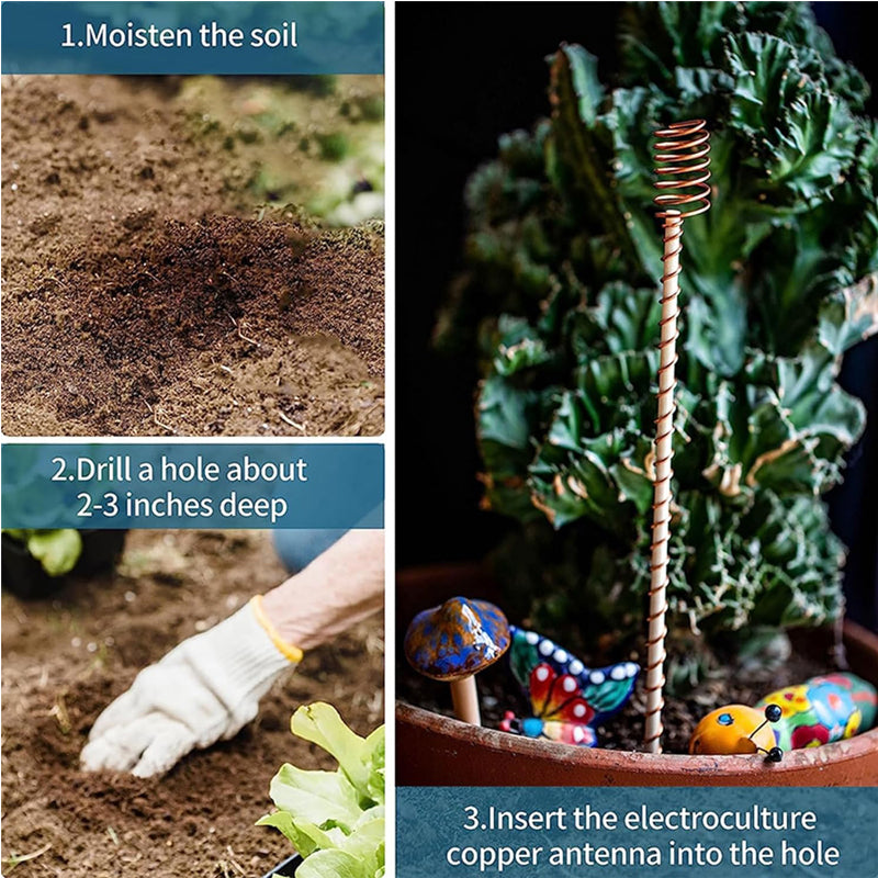 8 Pack Electroculture Copper Garden Stakes with 3 Tools