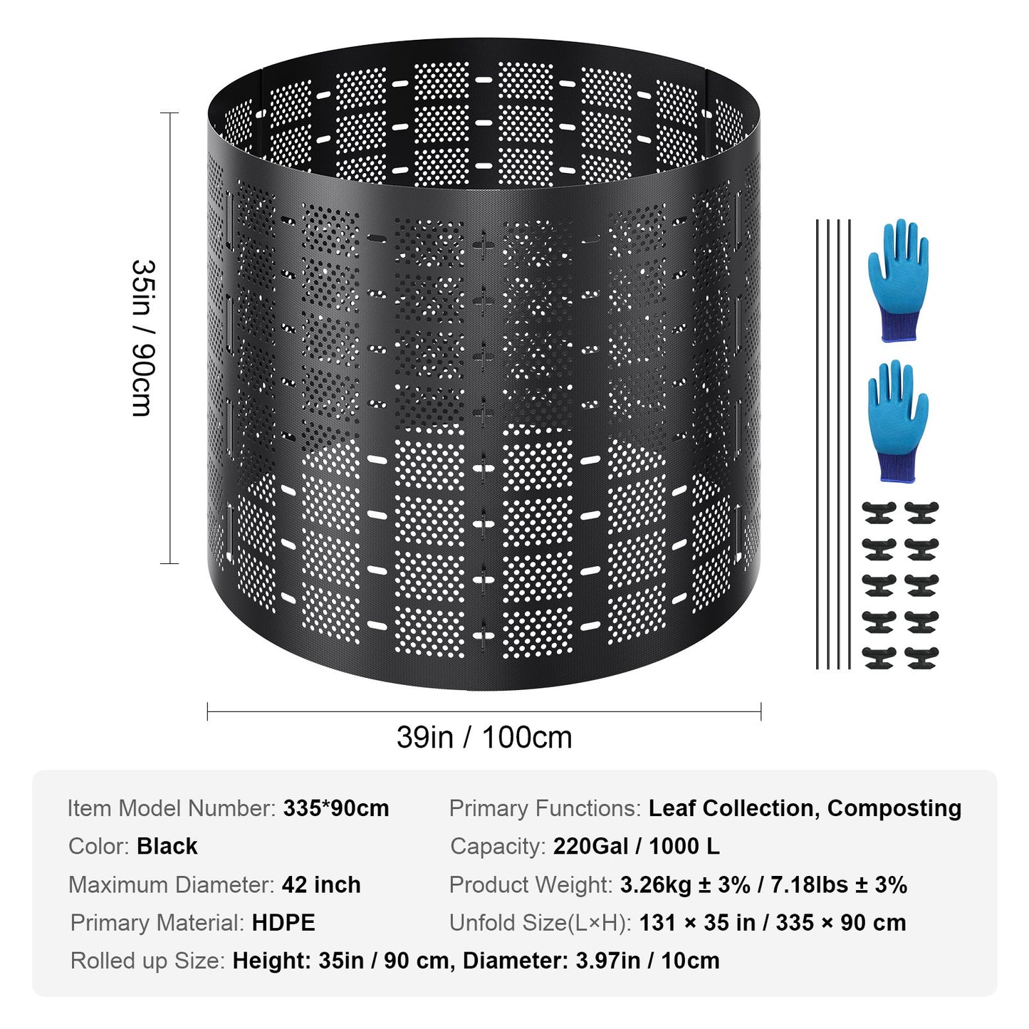 220 Gallon Outdoor Expandable Compost Bin
