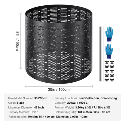 220 Gallon Outdoor Expandable Compost Bin