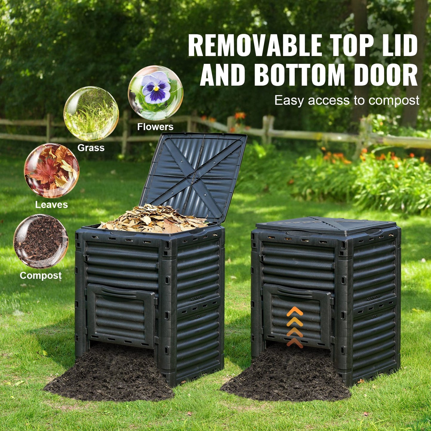 80 Gal Outdoor Compost Bin – BPA-Free with Lid & Access Door