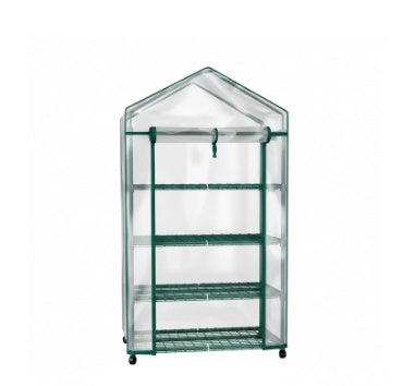 Greenhouse with Multi-Tier Plant Shelves
