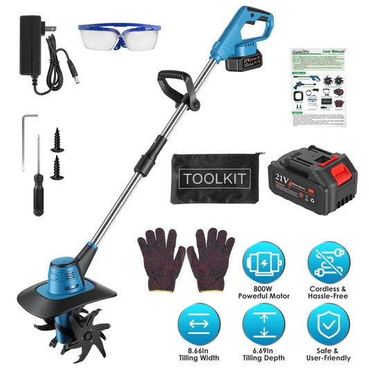 21V Cordless Tiller Cultivator – 800W